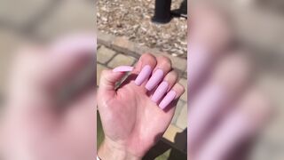 Talyns long light pink nails