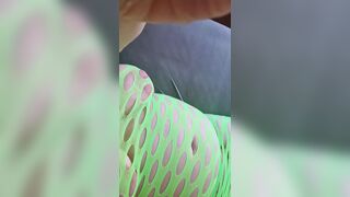 Hot Milf in sexy neon green bodystocking