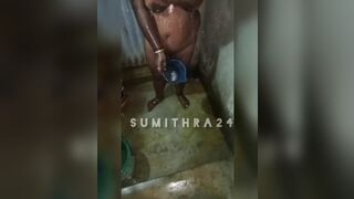 Tamil wife bathing