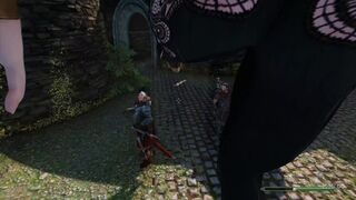 Giantess rampages the city - Skyrim GTS